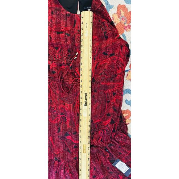 NWT Tommy Hilfiger Sz 8 Lined Asymetrical Ruffle Belt Zipper Blouson Sleeve Red - Picture 11 of 13